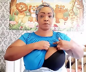 Nigerian mom shows how to massage and milk her huge udders