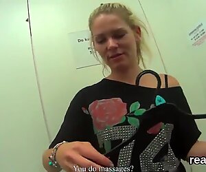 Striking czech kitten was tempted in the mall and fucked in pov
