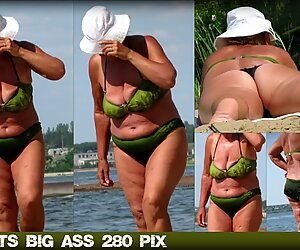Bbw (em quá cỡ) bà ngoại on the bãi biển (big béo ngực)