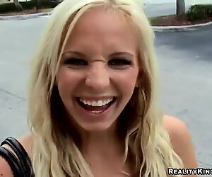 Kinky blonde sucks and fucks a hard cock in POV