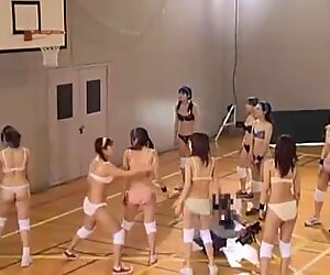 Amateur Asian girls play naked basketball